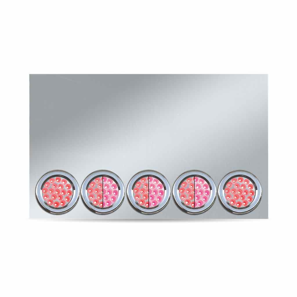 20" Drop Dual LED Rear Center Panel - 4" LEDs (Clear Lens) | 304 Stainless Steel-TU-9022L5