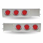 30" LED Mud Flap Hangers - 3 3/4" Bolt Spacing | 4" LEDs (Red Lens) | Stainless Steel-TU-9209L1