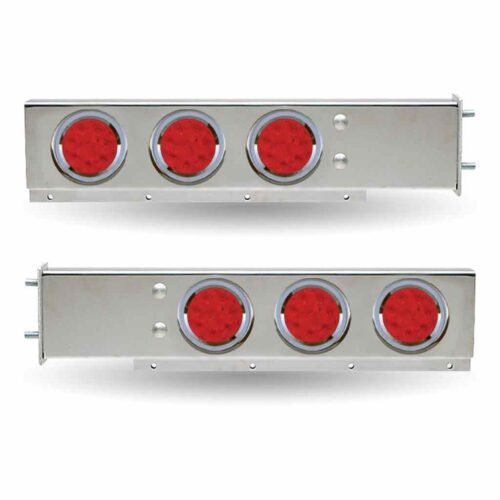 30" LED Mud Flap Hangers - 3 3/4" Bolt Spacing | 4" LEDs (Red Lens) | Stainless Steel-TU-9209L1