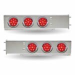 30" LED Mud Flap Hangers - 3 3/4" Bolt Spacing | 4" LEDs (Red Lens) | Stainless Steel - Image 2