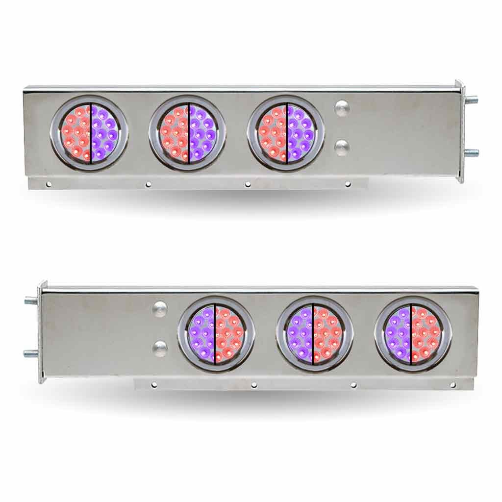 30" Dual LED Mud Flap Hangers - 3 3/4" Bolt Spacing | 4" Dual LEDs (Clear Lens) | Stainless Steel-TU-9209L5