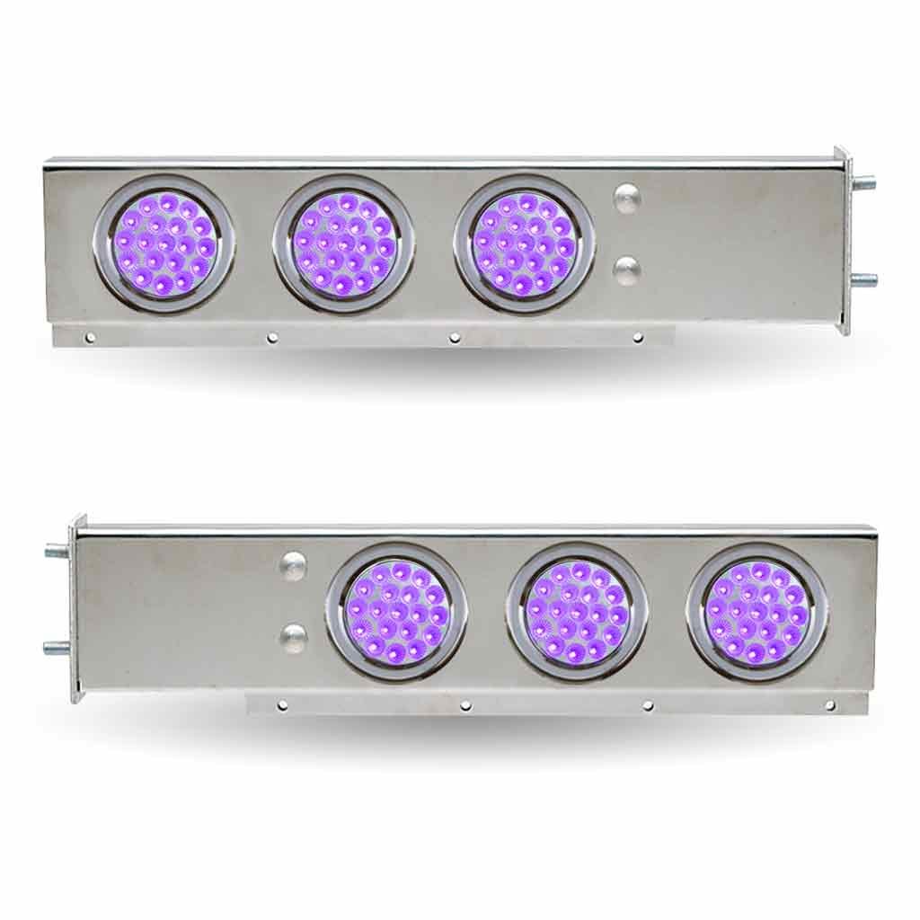 TU-9209L5_FUNC2 30" Dual LED Mud Flap Hangers - 3 3/4" Bolt Spacing | 4" Dual LEDs (Clear Lens) | Stainless Steel - Image 3