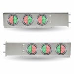 30" Dual LED Mud Flap Hangers - 3 3/4" Bolt Spacing | 4" Dual LEDs (Clear Lens) | Stainless Steel-TU-9209L6