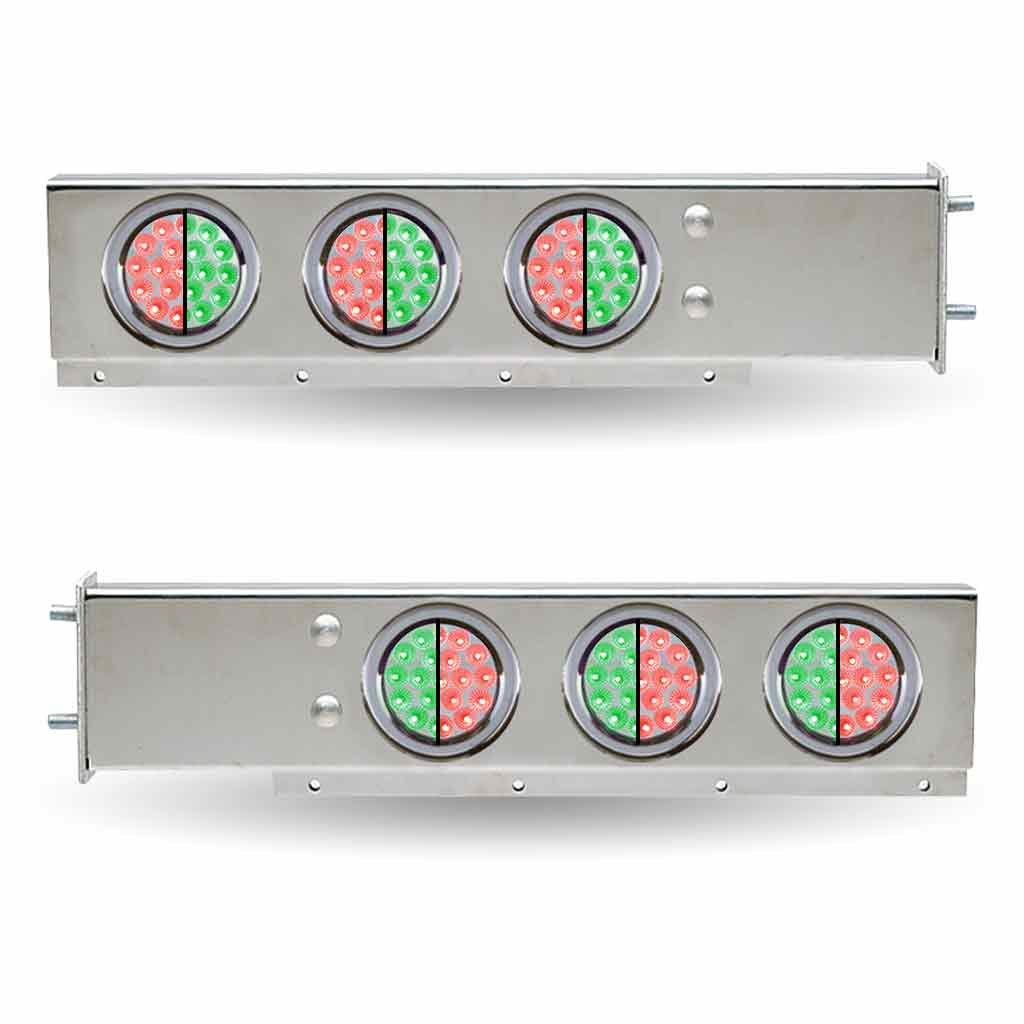 30" Dual LED Mud Flap Hangers - 3 3/4" Bolt Spacing | 4" Dual LEDs (Clear Lens) | Stainless Steel-TU-9209L6