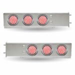 30" Dual LED Mud Flap Hangers - 3 3/4" Bolt Spacing | 4" Dual LEDs (Clear Lens) | Stainless Steel - Image 2
