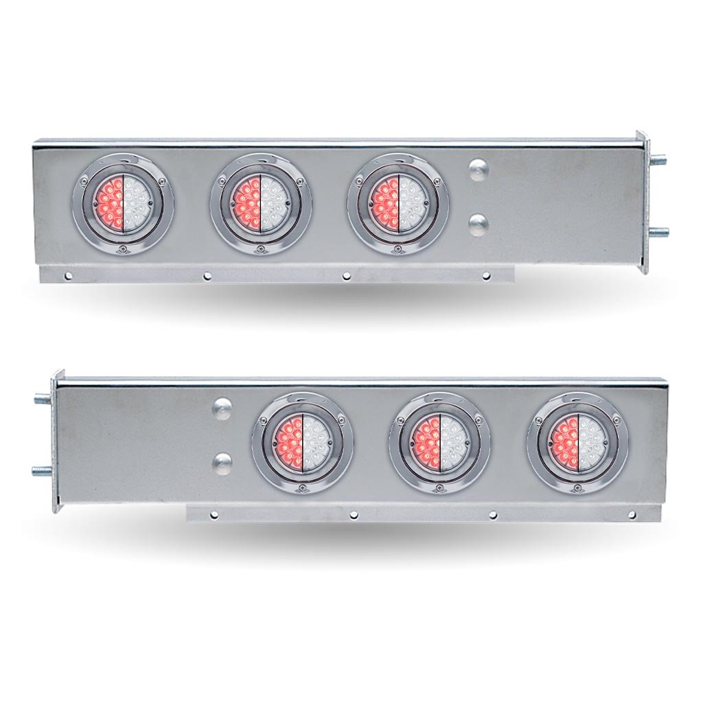 30″ Dual LED Mud Flap Hangers – 3 3/4″ Bolt Spacing | Star-Burst Watermelon LEDs (Clear Lens)-TU-9209LW2