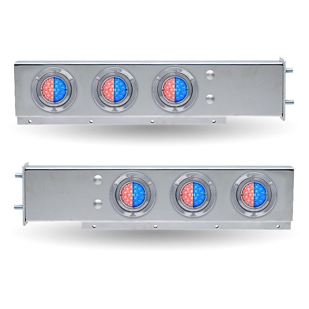 30″ Dual LED Mud Flap Hangers – 3 3/4″ Bolt Spacing | Star-Burst Watermelon LEDs (Clear Lens)-TU-9209LW3