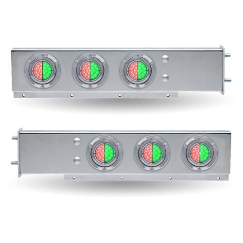 30″ Dual LED Mud Flap Hangers – 3 3/4″ Bolt Spacing | Star-Burst Watermelon LEDs (Clear Lens)-TU-9209LW4