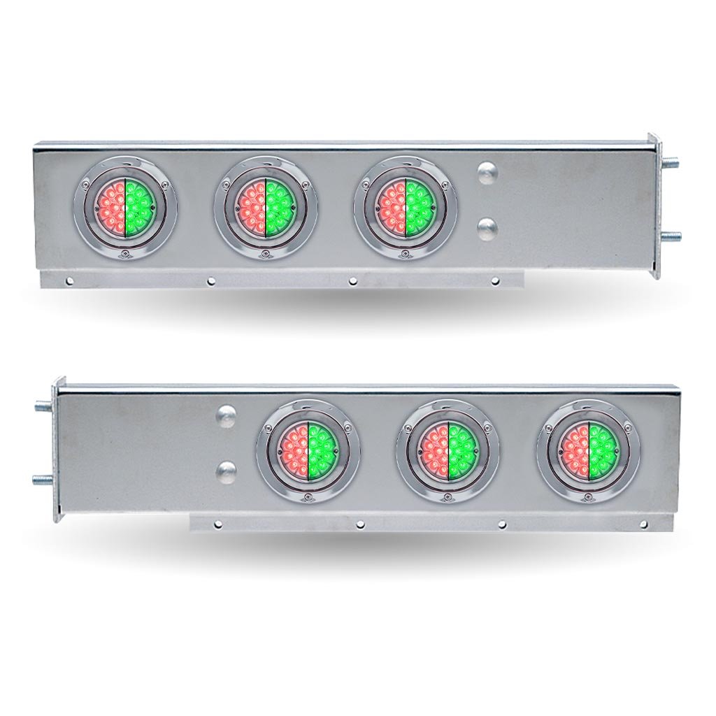 30″ Dual LED Mud Flap Hangers – 3 3/4″ Bolt Spacing | Star-Burst Watermelon LEDs (Clear Lens)-TU-9209LW4