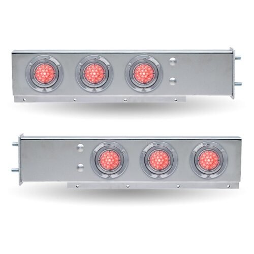 30″ LED Mud Flap Hangers – 3 3/4″ Bolt Spacing | Star-Burst Watermelon LEDs (Clear Lens)-TU-9209LWC