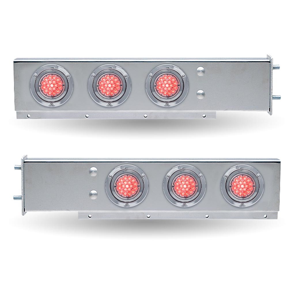 30″ LED Mud Flap Hangers – 3 3/4″ Bolt Spacing | Star-Burst Watermelon LEDs (Clear Lens)-TU-9209LWC