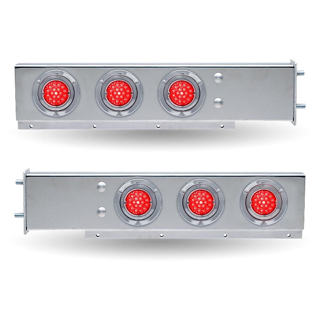 30″ LED Mud Flap Hangers – 3 3/4″ Bolt Spacing | Star-Burst Watermelon LEDs (Red Lens)-TU-9209LW