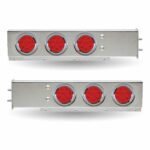 30" LED Mud Flap Hangers - 2 1/2" Bolt Spacing | 4" LEDs (Red Lens) | Stainless Steel-TU-9210L1