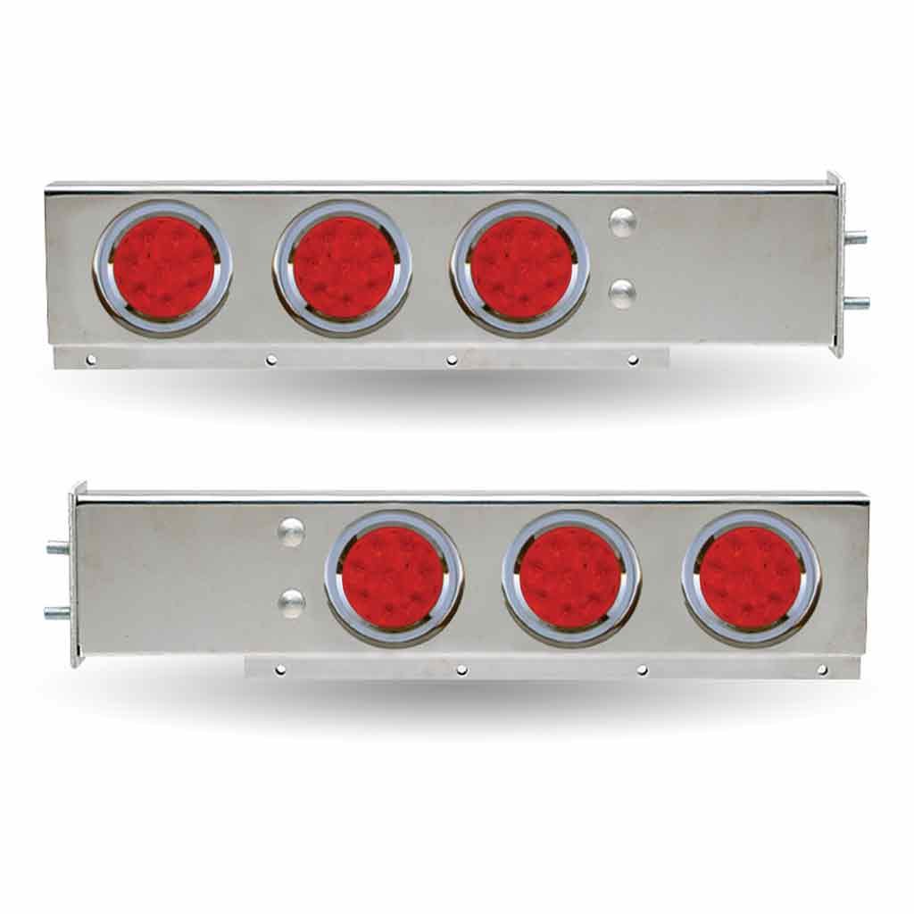 30" LED Mud Flap Hangers - 2 1/2" Bolt Spacing | 4" LEDs (Red Lens) | Stainless Steel-TU-9210L1