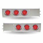 30" LED Mud Flap Hangers - 2 1/2" Bolt Spacing | 4" LEDs (Red Lens) | Stainless Steel - Image 2