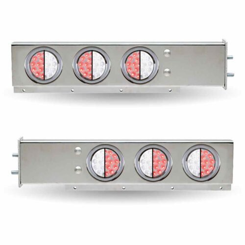 30" Dual LED Mud Flap Hangers - 2 1/2" Bolt Spacing | 4" Dual LEDs (Clear Lens) | Stainless Steel-TU-9210L3