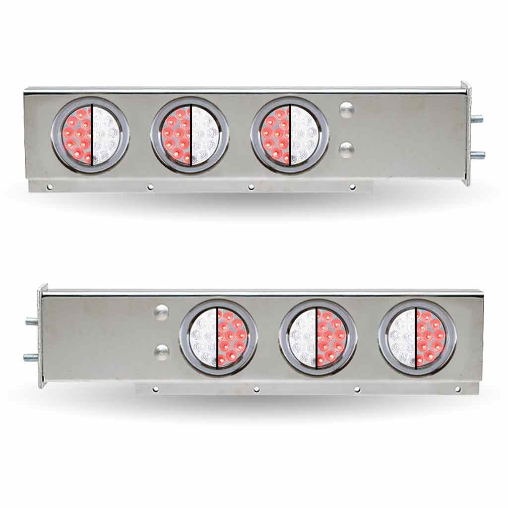 30" Dual LED Mud Flap Hangers - 2 1/2" Bolt Spacing | 4" Dual LEDs (Clear Lens) | Stainless Steel-TU-9210L3