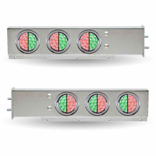 30" Dual LED Mud Flap Hangers - 2 1/2" Bolt Spacing | 4" Dual LEDs (Clear Lens) | Stainless Steel-TU-9210L5