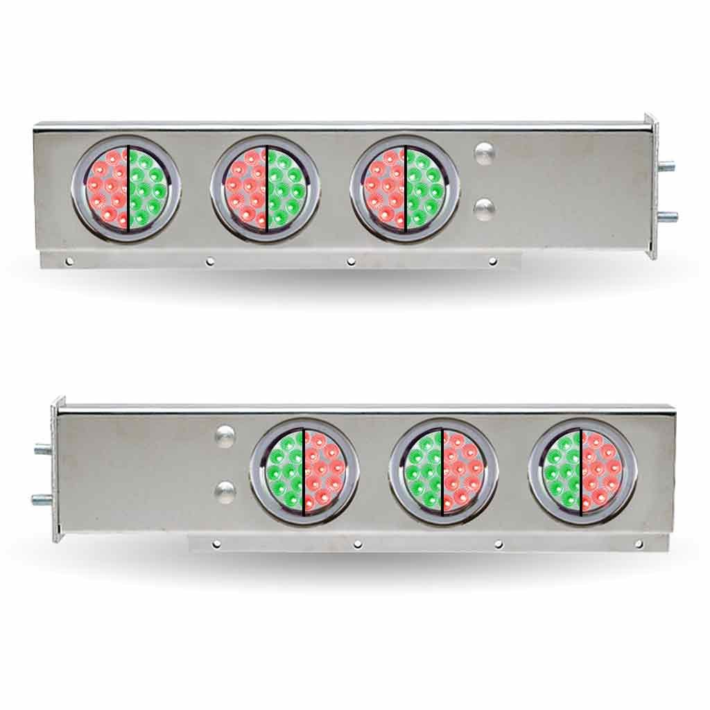30" Dual LED Mud Flap Hangers - 2 1/2" Bolt Spacing | 4" Dual LEDs (Clear Lens) | Stainless Steel-TU-9210L5