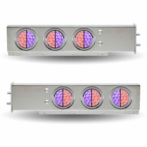 30" Dual LED Mud Flap Hangers - 2 1/2" Bolt Spacing | 4" Dual LEDs (Clear Lens) | Stainless Steel-TU-9210L6