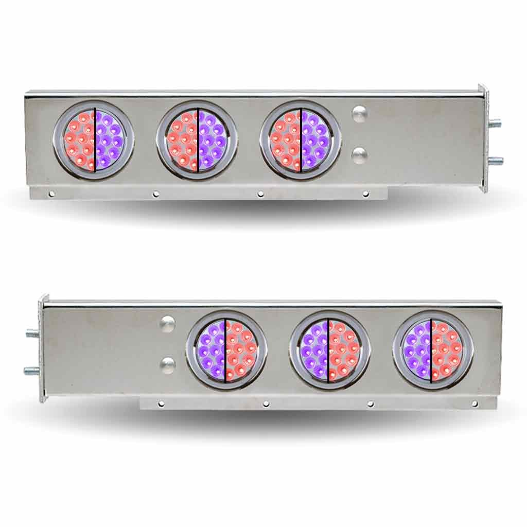 30" Dual LED Mud Flap Hangers - 2 1/2" Bolt Spacing | 4" Dual LEDs (Clear Lens) | Stainless Steel-TU-9210L6