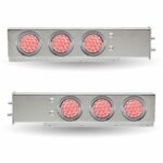 30" Dual LED Mud Flap Hangers - 2 1/2" Bolt Spacing | 4" Dual LEDs (Clear Lens) | Stainless Steel - Image 3