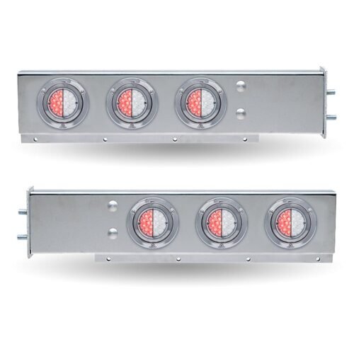 30″ Dual LED Mud Flap Hangers – 2 1/2″ Bolt Spacing | Star-Burst Watermelon LEDs (Clear Lens)-TU-9210LW2