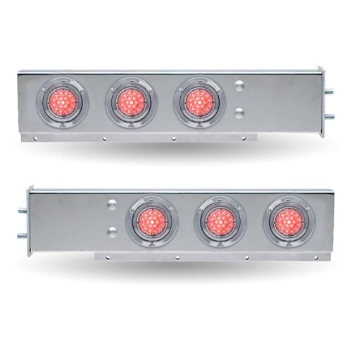 30″ LED Mud Flap Hangers – 2 1/2″ Bolt Spacing | Star-Burst Watermelon LEDs (Clear Lens)-TU-9210LWC