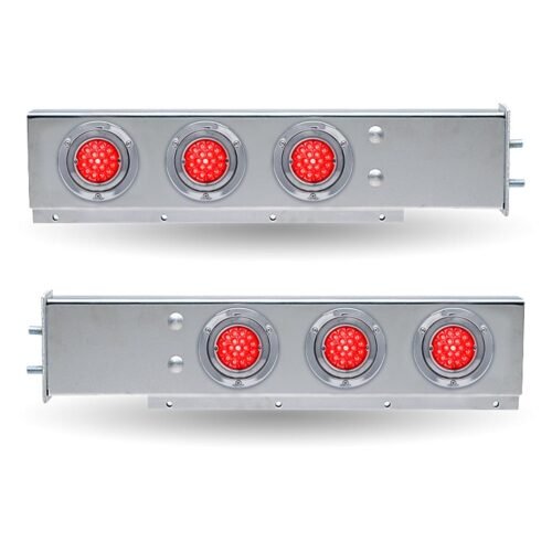 30″ LED Mud Flap Hangers – 2 1/2″ Bolt Spacing | Star-Burst Watermelon LEDs (Red Lens)-TU-9210LW