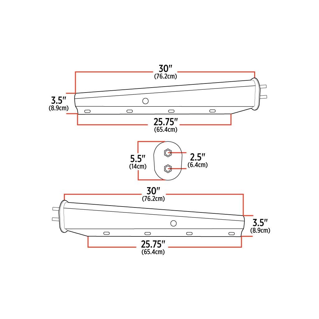 TU-9214_TECH 30" Mud Flap Hangers - 2 1/2" Bolt Spacing | Stainless Steel - Image 2