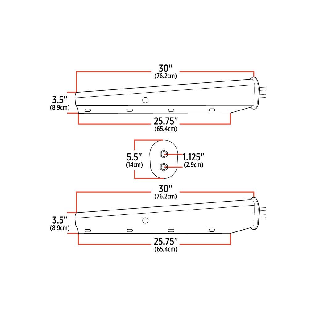 TU-9224_TECH 30" Mud Flap Hangers - 1 1/8" Bolt Spacing | Chrome Steel - Image 2
