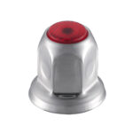 33mm X 2" Chrome Steel Reflector Nut Cover With Flange - Red (50 Pcs) - Image 3
