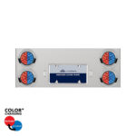 33-3/4" SS Rear Center Panel With 4X 19 LED 4" Double Fury Lights & Visors-Red & Blue LED34104