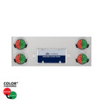 33-3/4" SS Rear Center Panel With 4X 19 LED 4" Double Fury Lights & Visors-Red & Green LED34105
