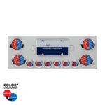 SS Rear Center Panel With 4X 19 LED 4" & 6X 7 LED 2" Double Fury Lights & Visors-Red & Blue LED34108