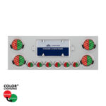 SS Rear Center Panel With 4X 19 LED 4" & 6X 7 LED 2" Double Fury Lights & Visors-Red & Green LED34109