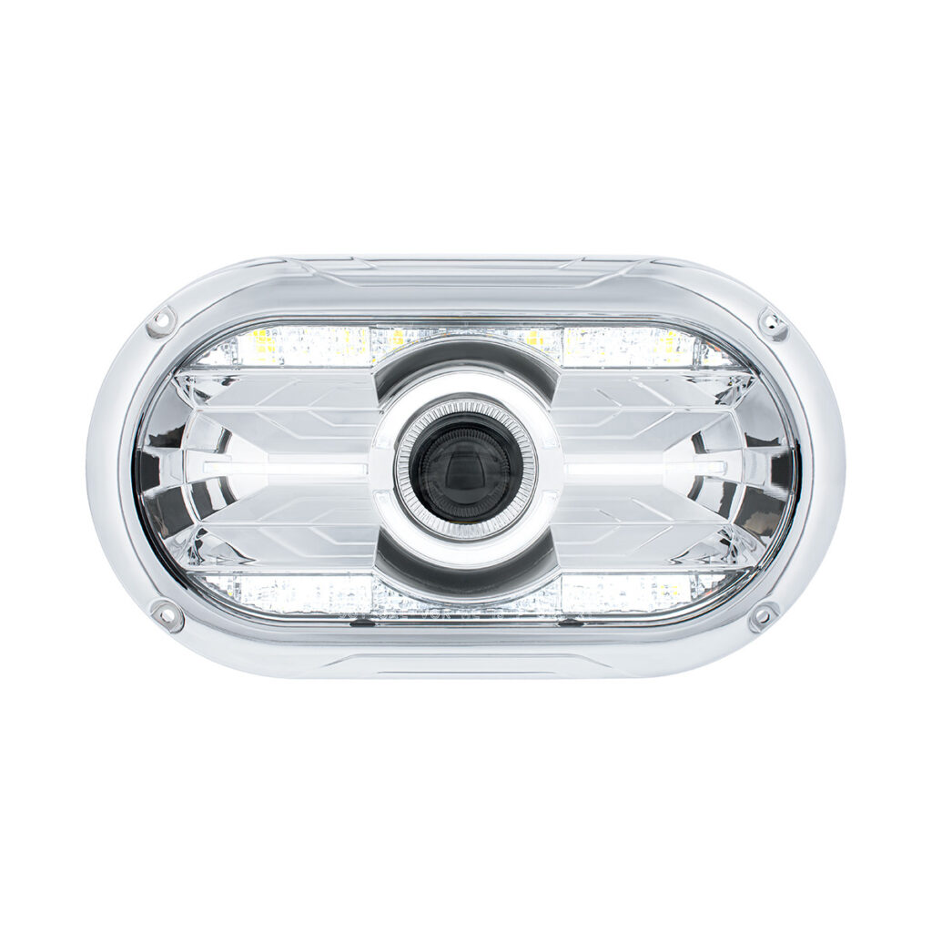 Full LED Projector One-Piece Style Chrome Headlight For Dual 5-3/4" Headlight Housing35924