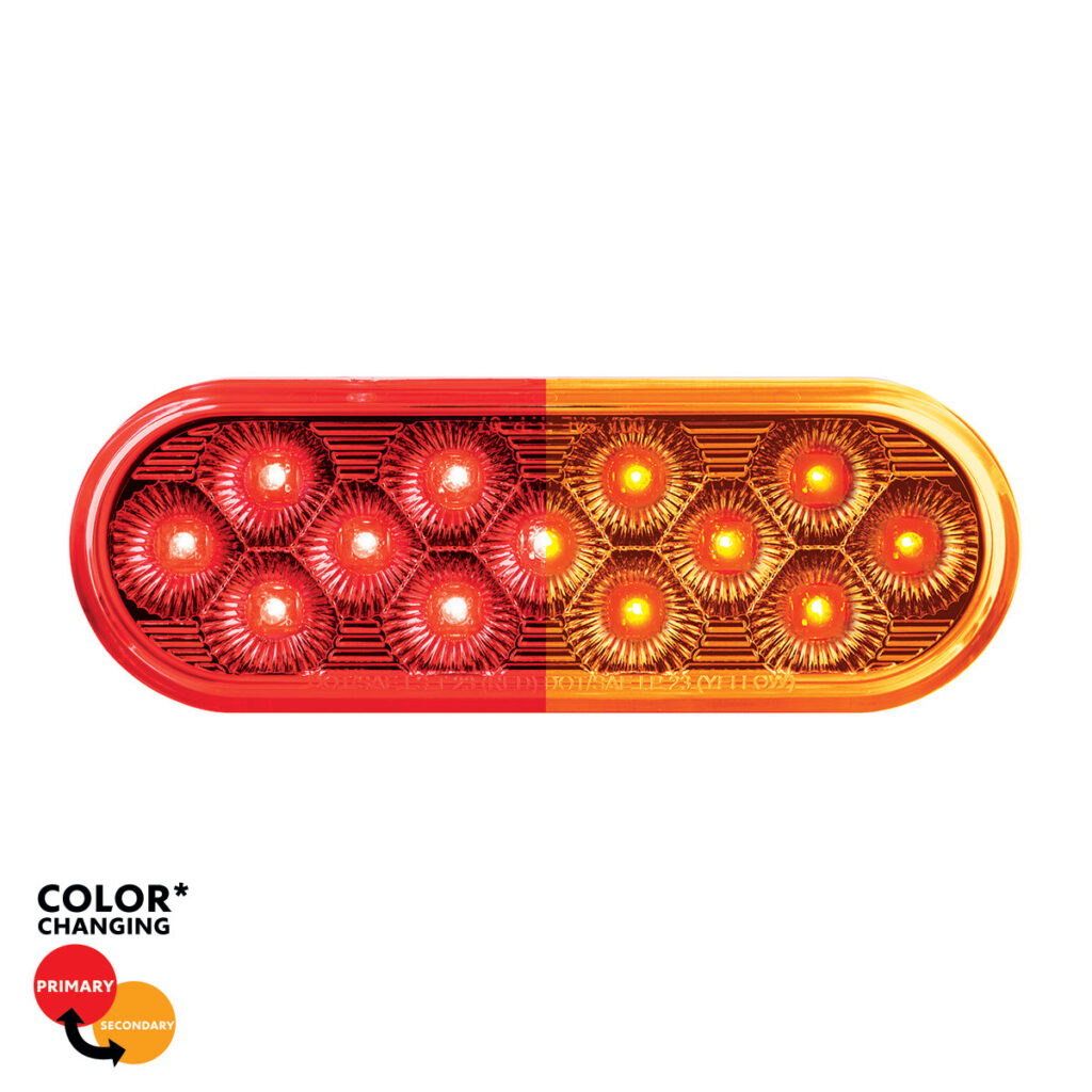 13 LED 6" Oval Double Fury Light (Stop & Turn)-Red & Amber LED/Clear Lens36110