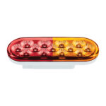 13 LED 6" Oval Double Fury Light (Stop & Turn)-Red & Amber LED/Clear Lens - Image 5