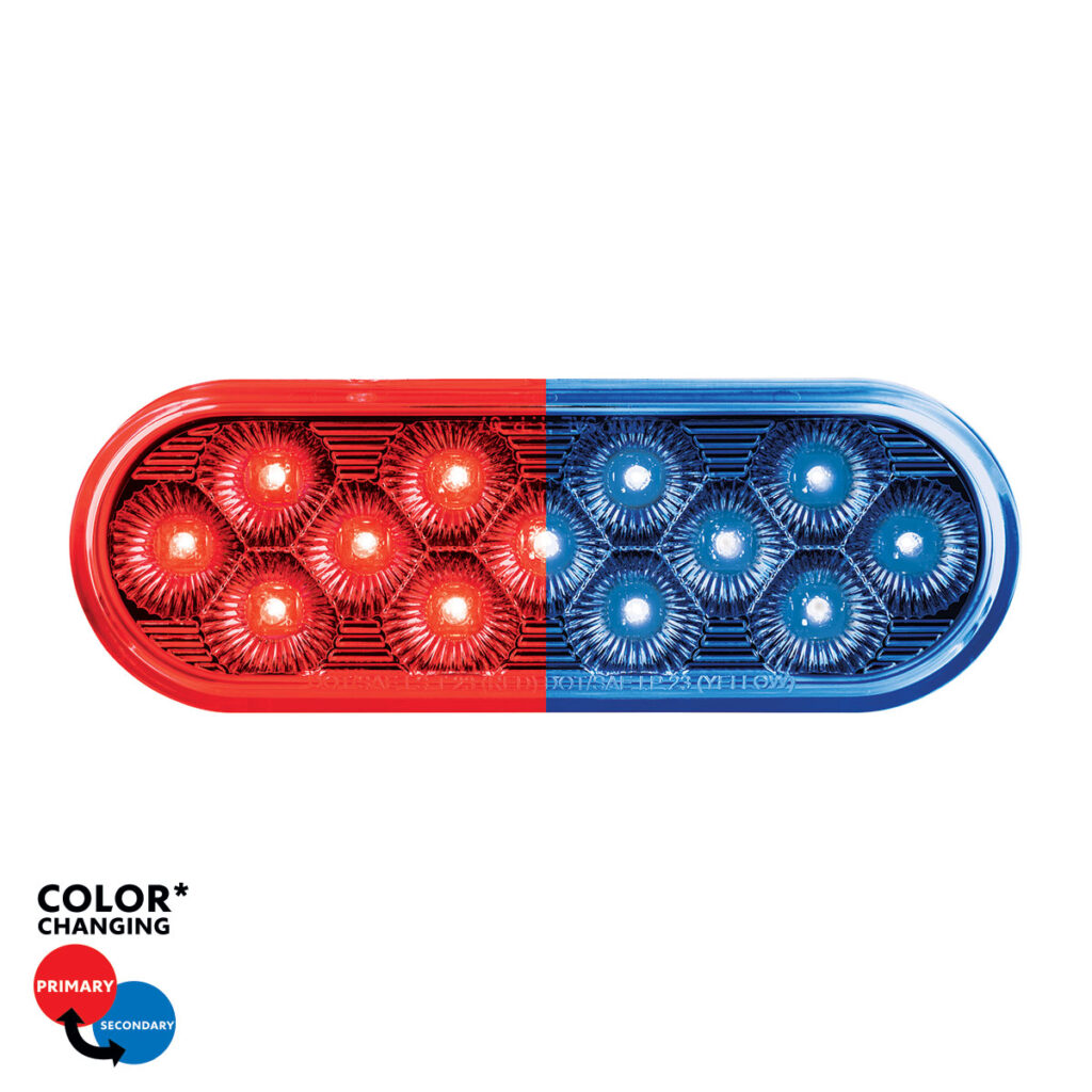 13 LED 6" Oval Double Fury Light (Stop & Turn)-Red & Blue LED/Clear Lens36111