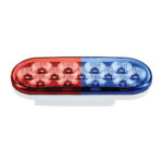 13 LED 6" Oval Double Fury Light (Stop & Turn)-Red & Blue LED/Clear Lens - Image 5