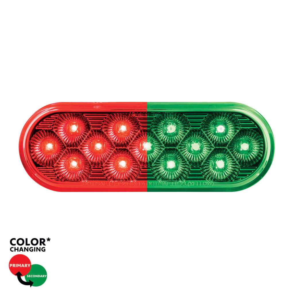 13 LED 6" Oval Double Fury Light (Stop & Turn)-Red & Green LED/Clear Lens36112