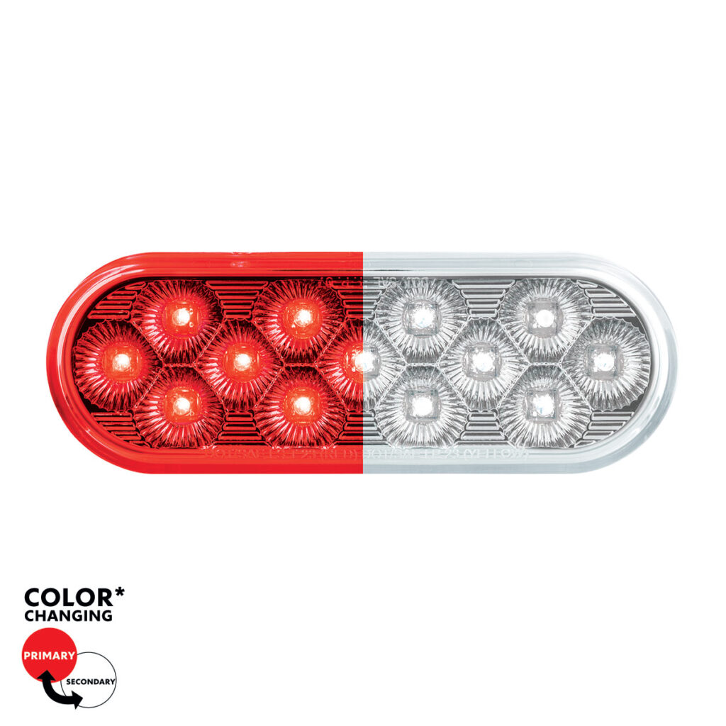 13 LED 6" Oval Double Fury Light (Stop & Turn)-Red & White LED/Clear Lens36114