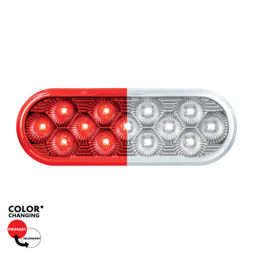 13 LED 6" Oval Double Fury Light (Stop & Turn)-Red & White LED/Clear Lens36114