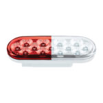 13 LED 6" Oval Double Fury Light (Stop & Turn)-Red & White LED/Clear Lens - Image 5