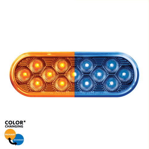 13 LED 6" Oval Double Fury Light (Turn Signal)-Amber & Blue LED/Clear Lens36115