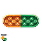 13 LED 6" Oval Double Fury Light (Turn Signal)-Amber & Green LED/Clear Lens36116