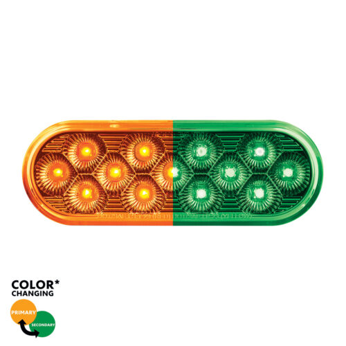13 LED 6" Oval Double Fury Light (Turn Signal)-Amber & Green LED/Clear Lens36116
