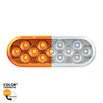 13 LED 6" Oval Double Fury Light (Turn Signal)-Amber & White LED/Clear Lens36118