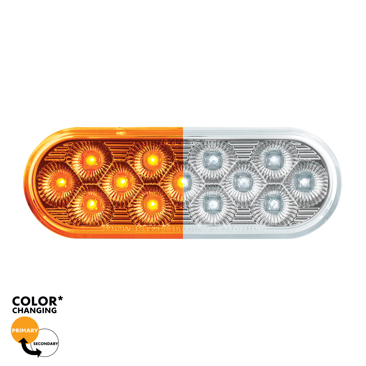 13 LED 6" Oval Double Fury Light (Turn Signal)-Amber & White LED/Clear Lens36118